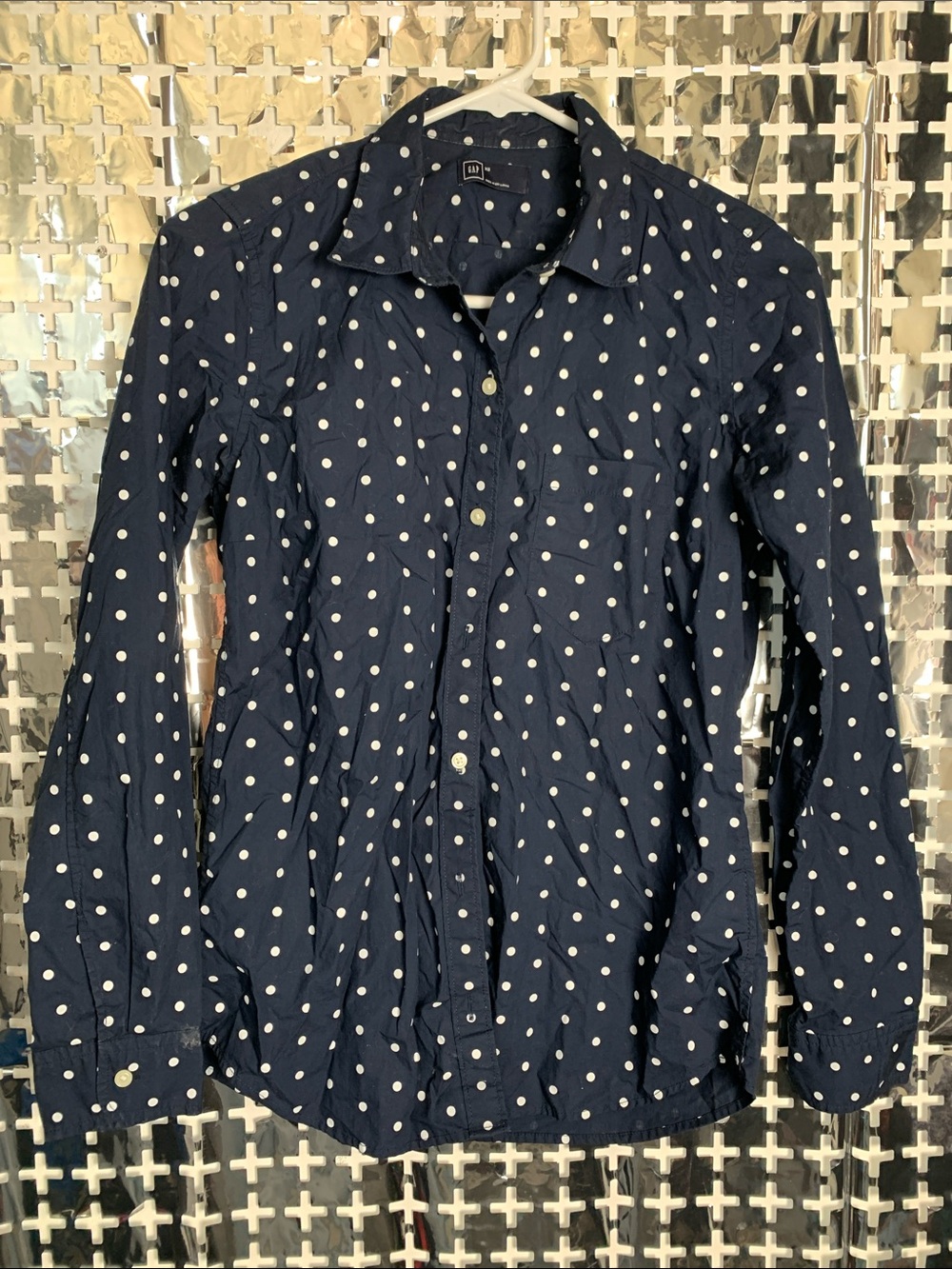 GAP Navy Blue Polka Dot Button-Down Shirt